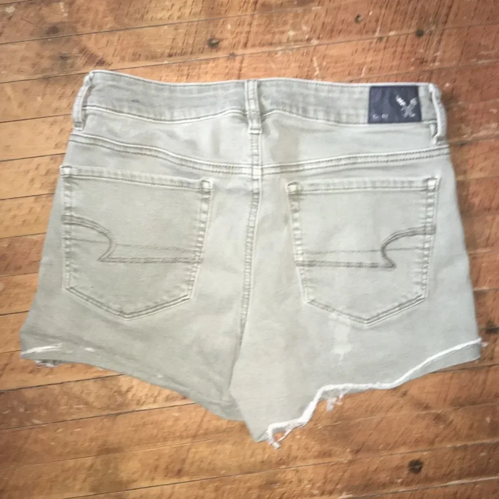 American Eagle hi rise shortie tan cutoff shorts